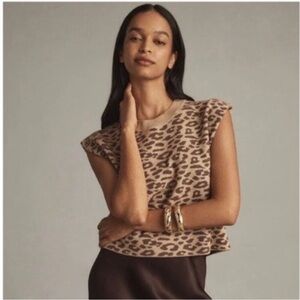 NWT Anthropologie Maeve Leopard Print Sleeveless Sweater (Small)